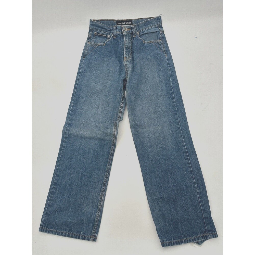 Y2K Jeans Roca Wear wide leg unisex Size 28, Youth Size 14,  Rare‎ Design Skate